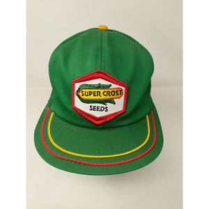 Snapback Super Crost Seeds Patch‎ Hat K-Products Farmer Cap Made in USA Corn VTG